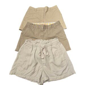 Bundle of 3 Pair Khaki Short sz 4/small  ANN TAYLOR,  J CREW,  LOFT